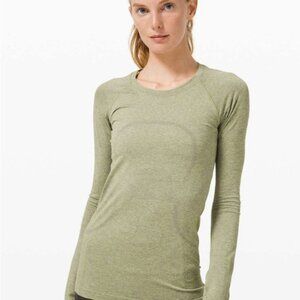 BNWT $78 Lululemon Swiftly Tech Long Sleeve 2.0, Asphalt Grey/Lemon Vibe, Size 6